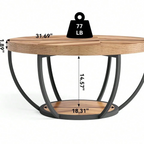 Petite Table Basse Ronde en Bois Beige