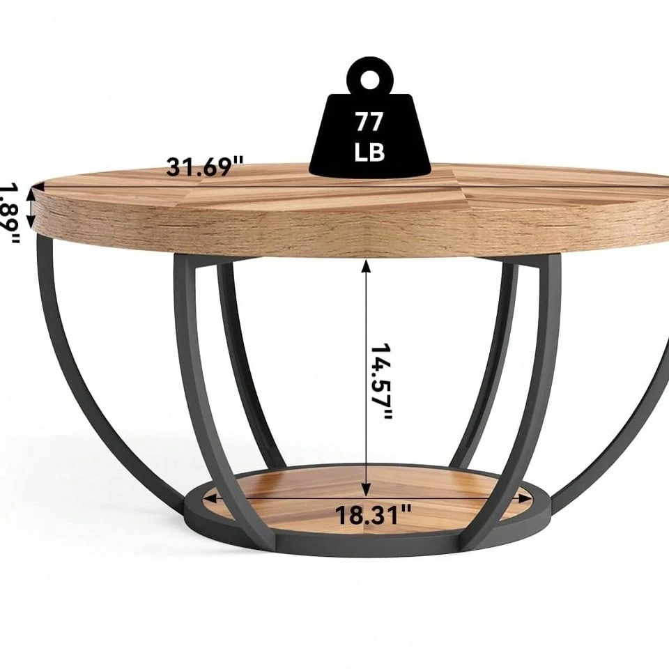 Petite Table Basse Ronde en Bois Beige