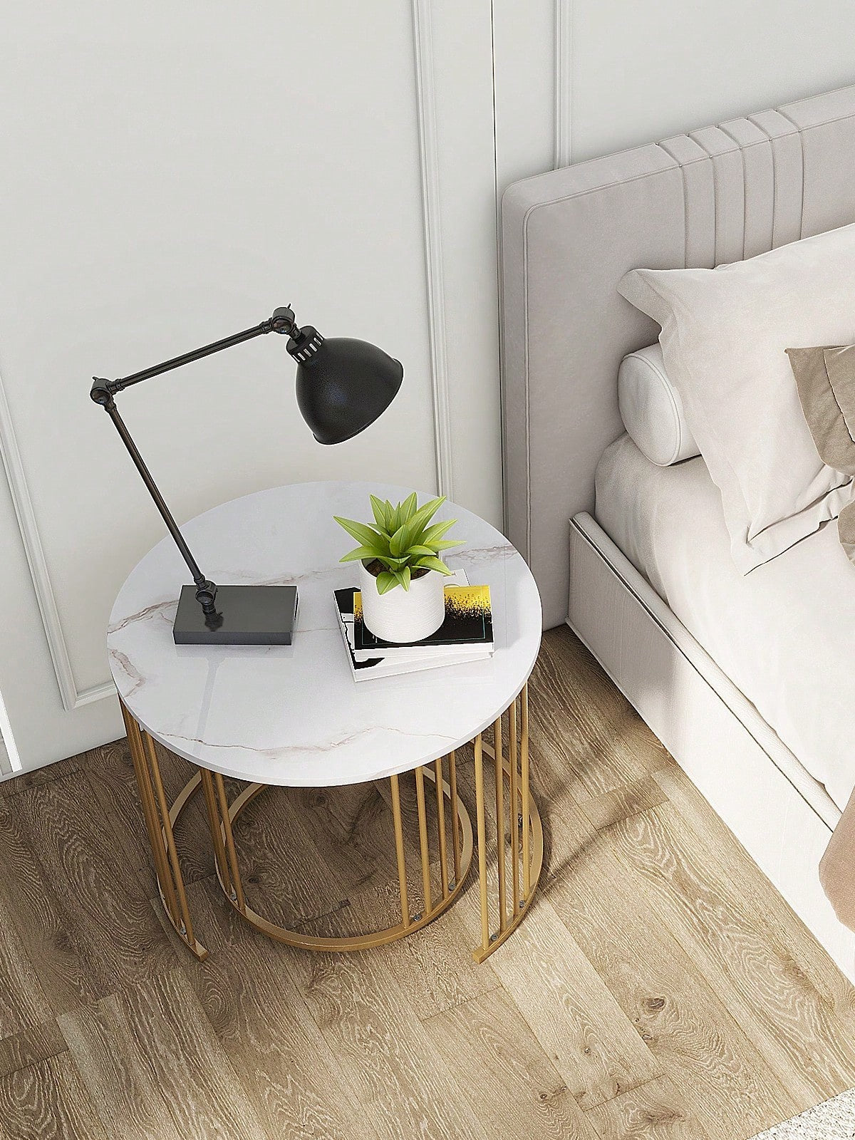 Ensemble de 2, Table Ronde pour Chambre à Coucher Salle à Manger