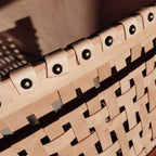 Solid oak wood armchair with leather straps