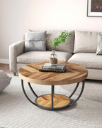 Petite Table Basse Ronde en Bois Beige