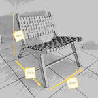 Solid oak wood armchair with leather straps