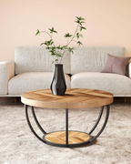 Petite Table Basse Ronde en Bois Beige