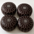 Ensemble de poufs ronds en cuir fait main – 53 cm (ensemble de 4)