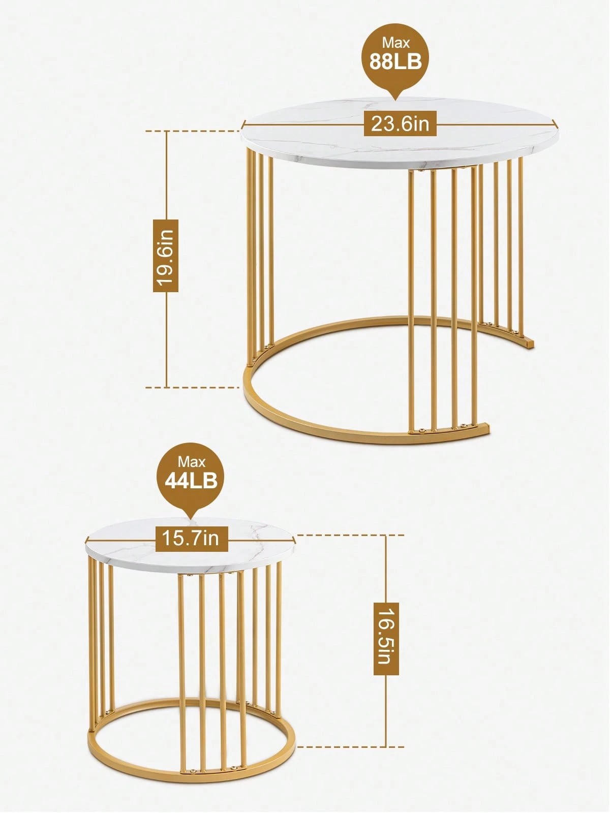 Ensemble de 2, Table Ronde pour Chambre à Coucher Salle à Manger