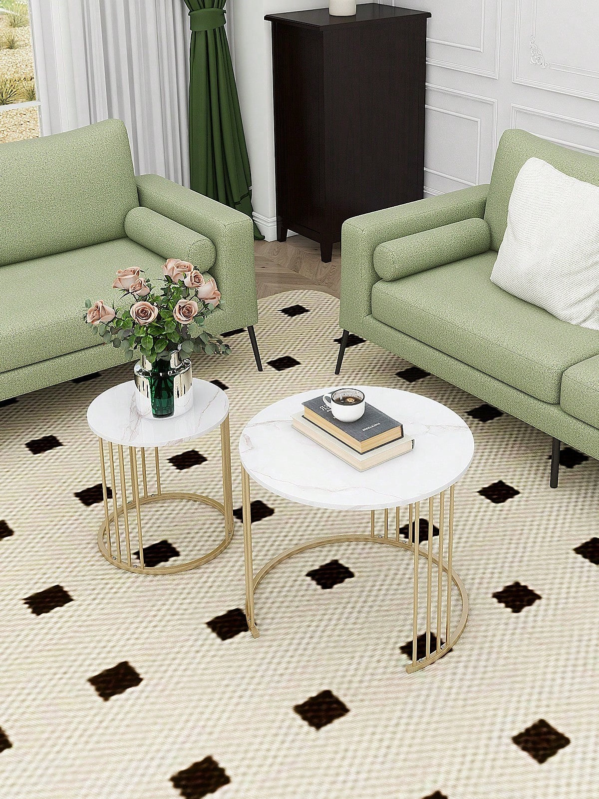 Ensemble de 2, Table Ronde pour Chambre à Coucher Salle à Manger