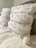Coussins de lit Handira blancs marocains