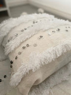Coussins de lit Handira blancs marocains